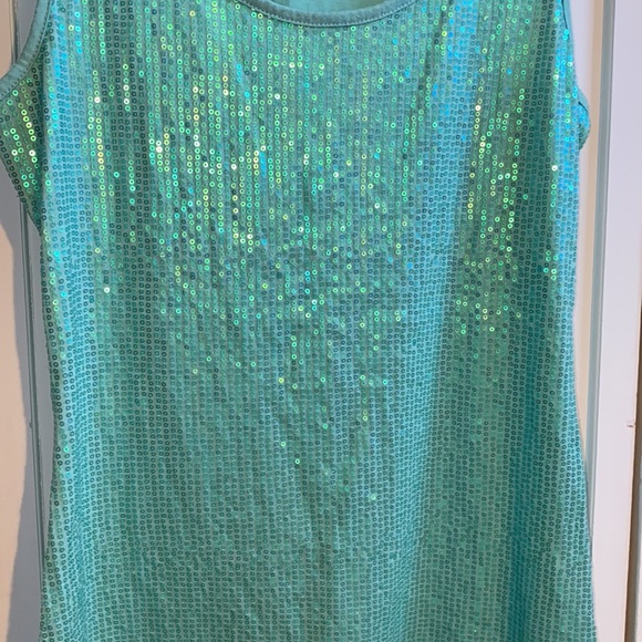 Sparkly mint green tank in a soft knit. Sequined front size large. - Picture 4 of 5